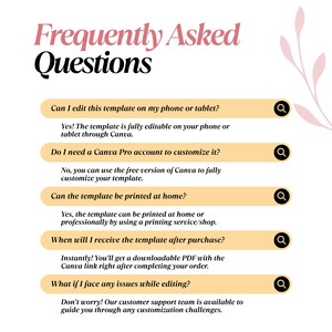 FAQs for Wedding Crossword Puzzle Template – Editable Canva crossword game for weddings, bridal showers, and receptions.
