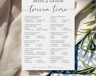 Wedding Trivia Game with Answers, Wedding Table Games, Engagement Party Games, Fun Bridal Shower Games, Bachelorette Party Games
