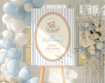Teddy Bear Baby Shower Welcome Sign, Boy Baby Shower Sign