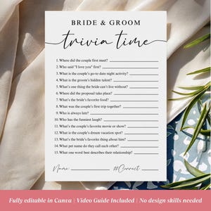 Hochzeits-Trivia-Spiel mit Antworten, Hochzeitstafel-Spiele, Verlobungsfeier-Spiele, lustige Brautparty-Spiele, Junggesellinnen-Party-Spiele