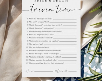 Wedding Trivia Game with Answers, Wedding Table Games, Engagement Party Games, Fun Bridal Shower Games, Bachelorette Party Games