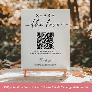 Teilen Sie die Liebe QR-Code-Zeichen für Hochzeit, Hochzeitsfoto QR-Code-Zeichen, Hochzeit QR-Code-Zeichen