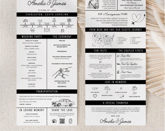 Infographic Wedding Program Template, Wedding Ceremony Programs