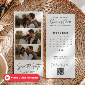 Tarjetas de invitación para guardar la fecha con tira de fotos, tarjetas de invitación para guardar la fecha con fotomatón, plantillas para guardar la fecha con fotos, tarjetas minimalistas para guardar la fecha, tarjetas modernas para guardar la fecha