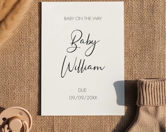 Neutral Baby Announcement Digital, Pregnancy Reveal to Family