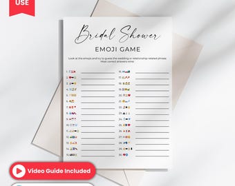 Bridal Shower Emoji Game, Bridal Shower Game with Emojis, Bridal Shower Emoji Quiz, Custom Bridal Shower Game Template, Bridal Party Game