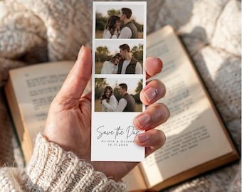 Photo Strip Save the Date Invitation, Digital Wedding Save the Date Canva Template, Wedding Invitation Template