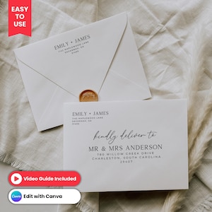 A7 Envelope Addressing Template, Wedding Envelope Address Template for Canva, Wedding Address Envelope Template