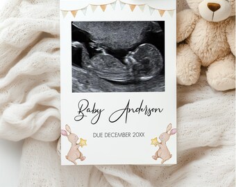 Neutral Baby Announcement Digital, Pregnancy Reveal to Family