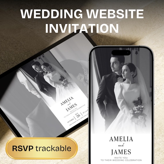 Canva Wedding Website Template with RSVP, Wedding Invite Countdown