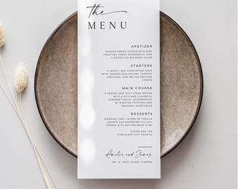Personalized Wedding Menu Template Canva, Wedding Reception Table Decor Setting, Wedding Dinner Menu Cards