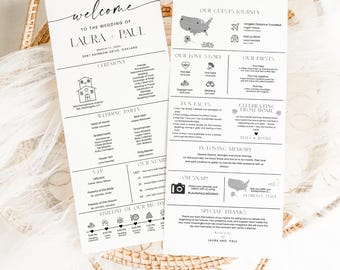 Infographic Wedding Program Template, Wedding Ceremony Program, Wedding Day Timeline
