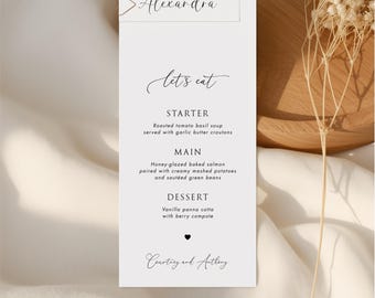 Wedding Menu and Place Card, Wedding Menu Template, Wedding Place Cards