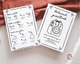 Polaroid Guest Book Sign With Instax Mini Instructions, Unique Wedding Guest Book Sign