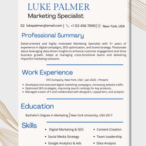 Modern Resume Template | Professional CV | Editable Resume for Word & Canva | Simple Resume Design | Cover Letter Included.