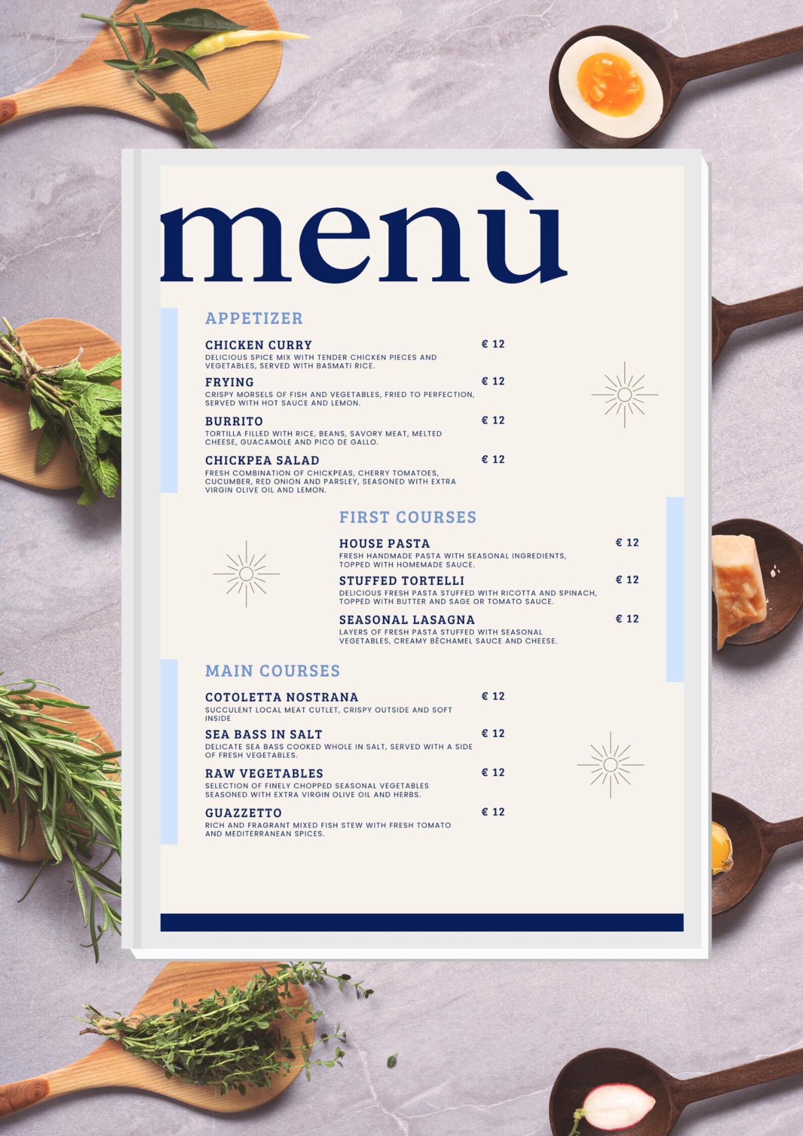 Elegant Modern Restaurant Menu Template | Printable Editable Menu for ...