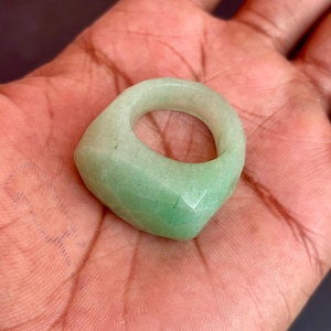 Green Jade Solid Natural Gemstone Ring | Handmade Sterling Silver Statement Ring | Healing Crystal Jewelry Gift For Her