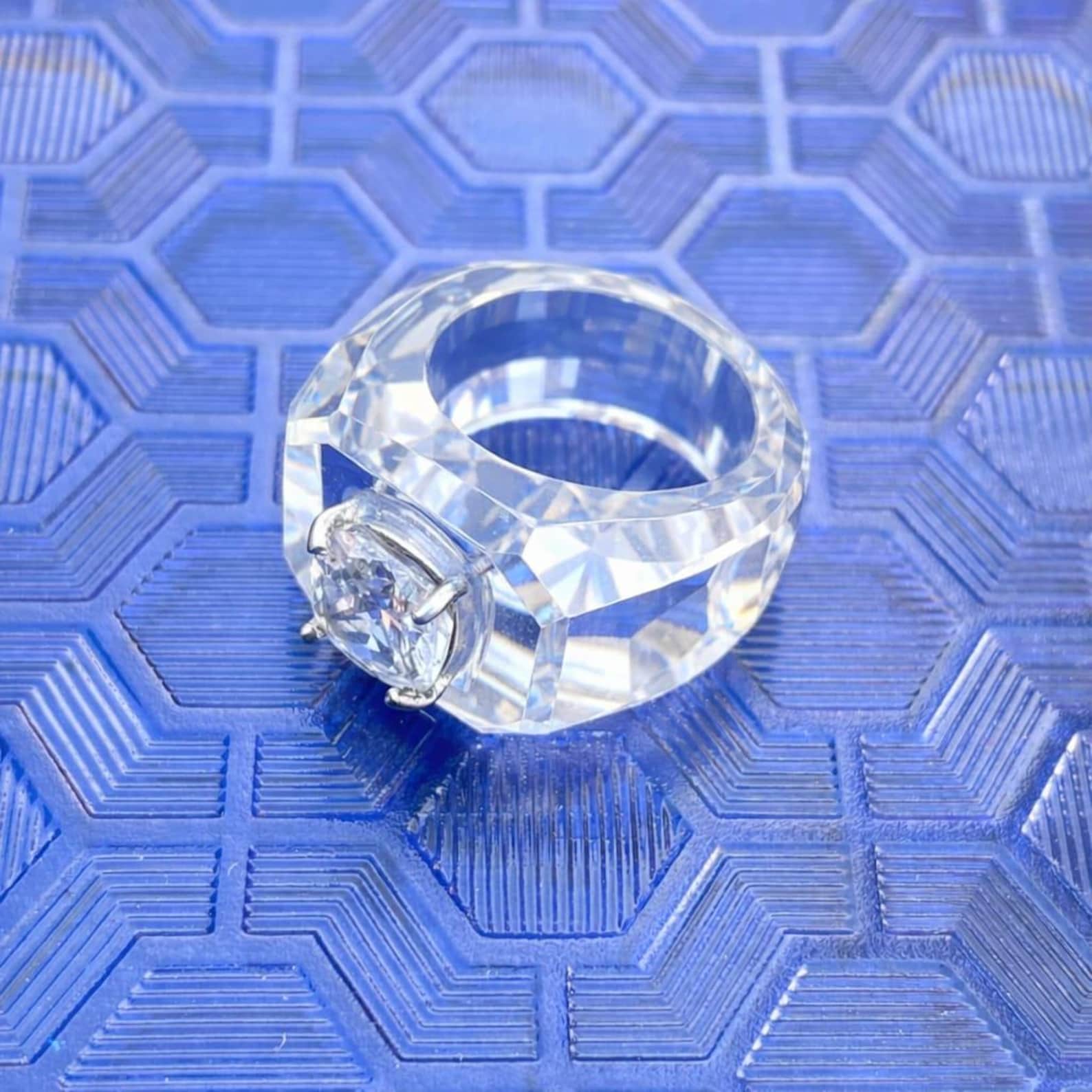 Clear Crystal Statement Ring | Sterling Silver Cubic Zircon Cocktail ...
