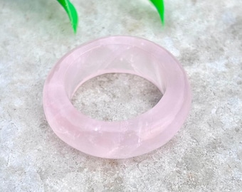 Rose Quartz Ring: Pink Crystal Statement Band, Minimalist Boho Style