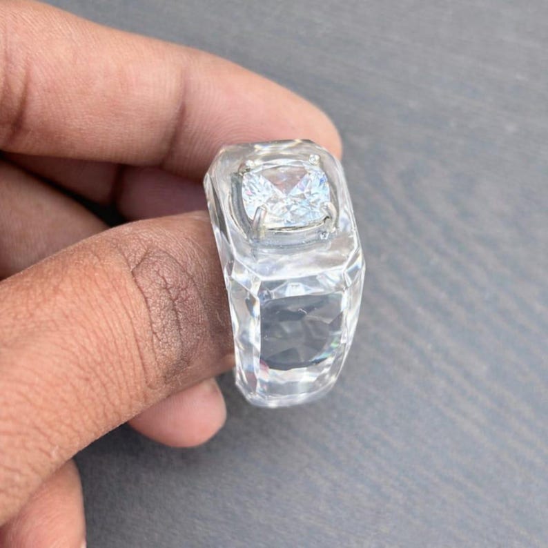 Clear Crystal Statement Ring | Sterling Silver Cubic Zircon Cocktail ...