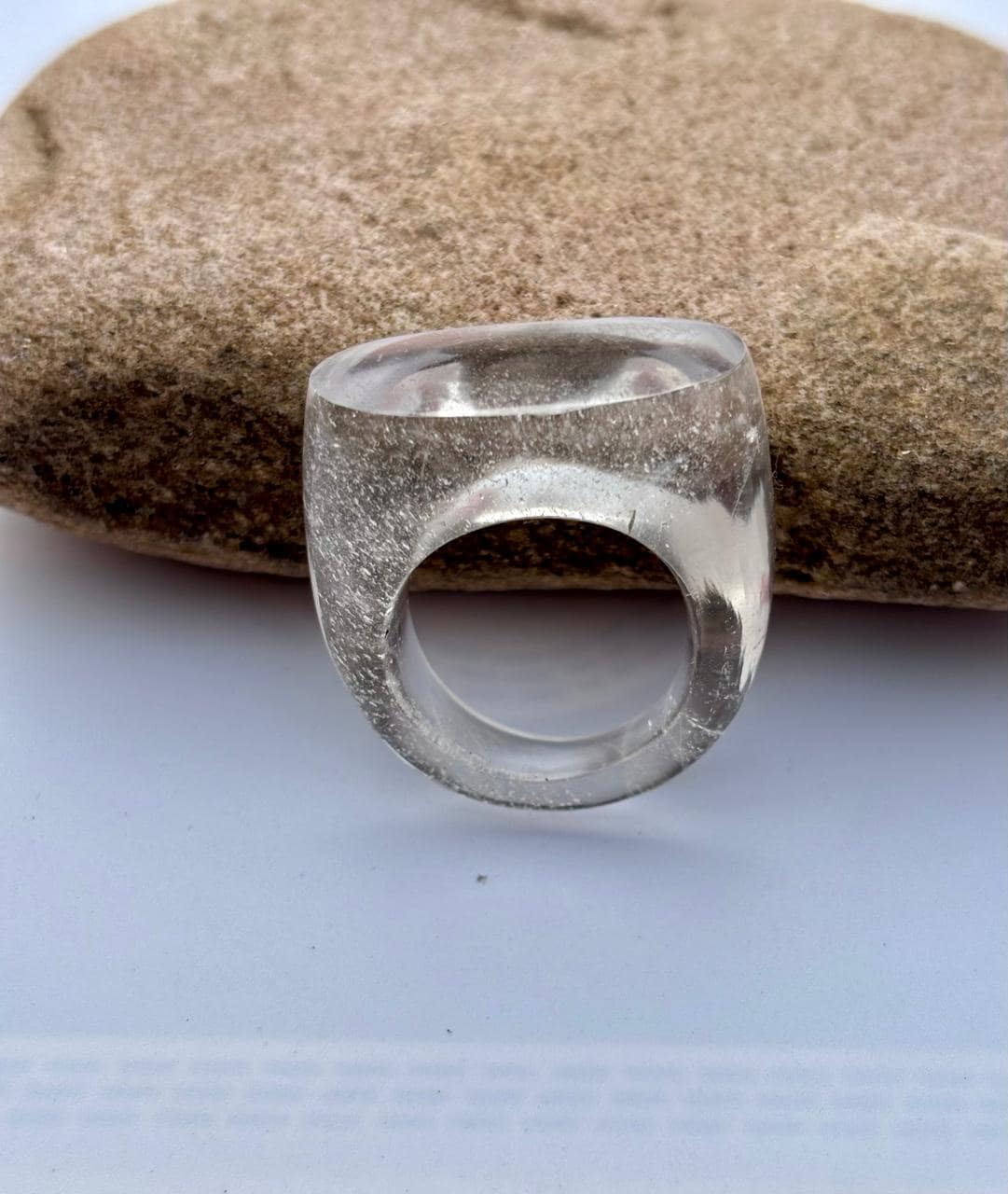 Natural Raw Clear Quartz Ring Solid Band Crystal Bead Colourless White Stone Gemstone Men Women Healing Stack Stacking Wedding Engagement