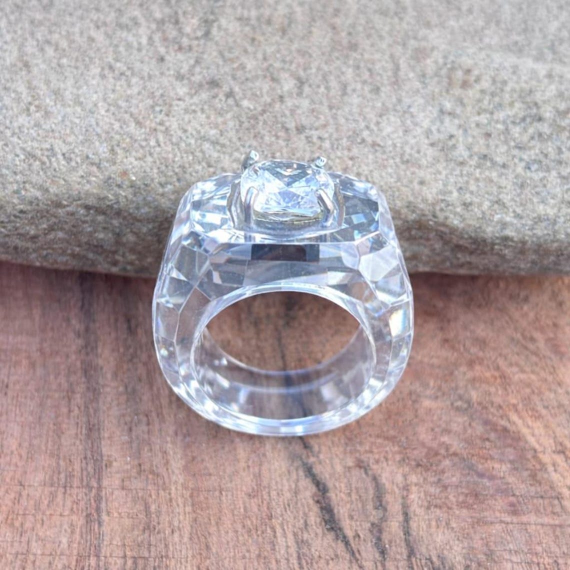 Clear Crystal Statement Ring | Sterling Silver Cubic Zircon Cocktail ...