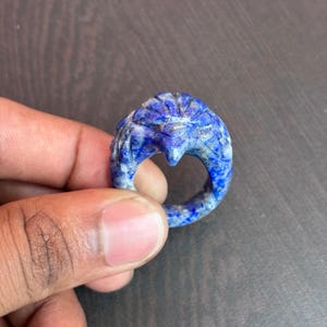 Lapis Lazuli Eagle Design Statement Ring – Bold Handmade Silver Ring – Spiritual Boho Jewelry – Men&#39;s Bird Animal Totem Ring, Gift For Her