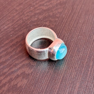 925 Sterling Silver Ring with Aqua Chalcedony | Handmade Gemstone Ring | Bold Statement Ring | Boho Jewelry Gift for Her