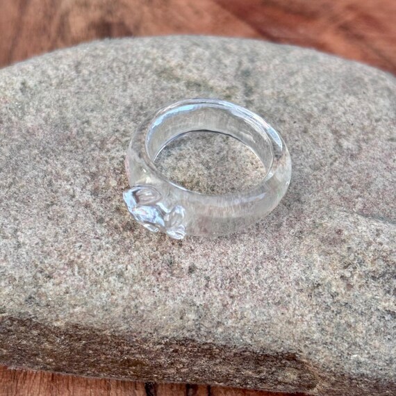 Crystal Clear Fish Ring, Hand-carved Clearring, Nature Gemstone