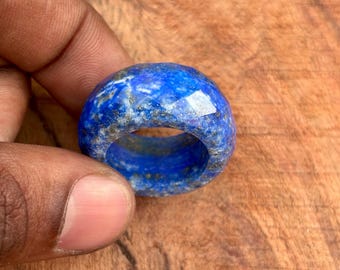 Natural Lapis Lazuli Ring | Handmade Blue Gemstone Band | Faceted Statement Ring