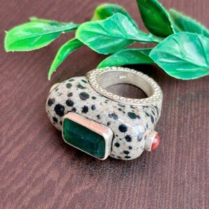 Dalmatisk Jaspis Sterlingsilverring – Grön & Röd Stenaccent bild 4