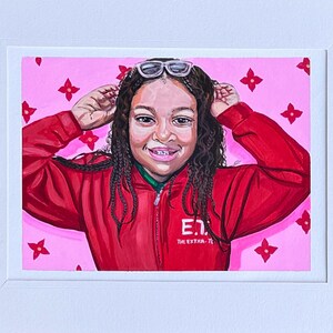 custom portrait, custom gouache, painting from photo, gouache portrait painting kids, painting adults.