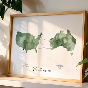 Personalised Map Print with linked locations | Custom Travel Adventures Map Print | Personalised Travel Art for Couples | long distance love