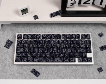 Black Topographic PBT Keycap Set, Cherry Profile