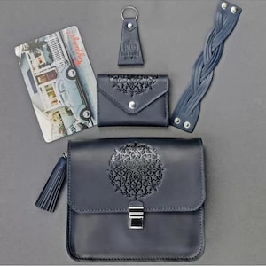 Bolsa transversal de couro feita à mão / Bolsa de ombro pequena / Bolsa transversal de couro minimalista com compartimento para cartão e alça ajustável / Presente para mãe