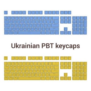Ukrainian Keycaps / Blue & Yellow PBT Set / 108/216 Keys / Doubleshot ANSI Layout / For MX Switch / Backlit keycaps /Patriotic Keyboard Gift