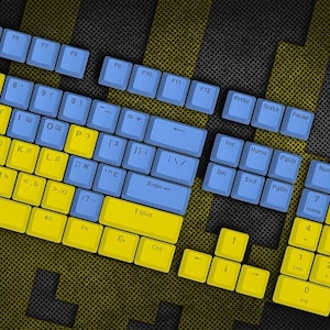 Ukrainian PBT keycaps / Handcrafted Keycaps set  Blue and Yellow / Keycaps pbt / Keycaps full set / Backlit keycap set / Custom keycaps