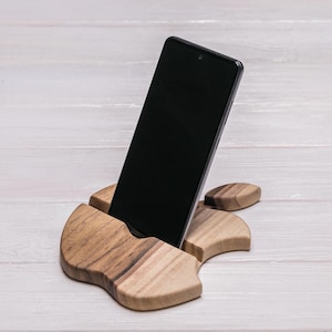Phone stand / Apple-Shaped Mobile Stand / Phone holder /  Ipad stand /Wood laptop holder / Tab stand / Vertical laptop stand for desk