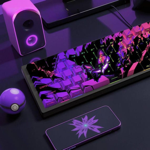 Gengar Pokémon Keycap Set: Purple Dragon PBT for Mechanical