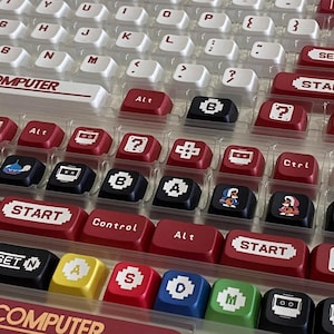 Famicom XDA PBT Keycaps / PBT Key Caps Set / 131 Game key caps / Custom Keycap / Artisan keycap / Mechanical keyboard / Gift for him