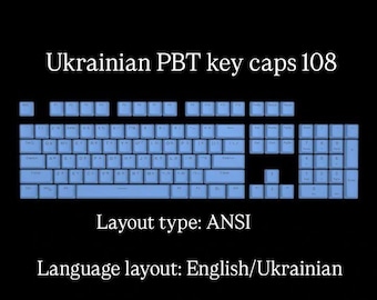 Custom key caps / Hator Ukrainian PBT keycaps set / Keycaps set blue yellow gray / PBT Keycaps /Mechanical keyboard keycap /Artisan keycaps