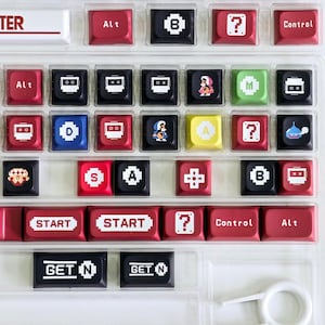 131 PBT Keycaps Famicom / Full key cap set / Game key caps / Custom Keycap / Artisan keycap / Mechanical keyboard / Gift for him, gamer