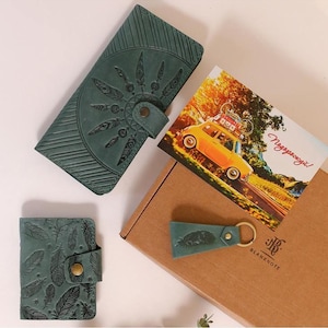 Einzigartiges Geschenk für Mama / Damen Leder Geldbörse / Oma Geschenk / Boho Geschenk für Frauen / Geschenkset für Sie / Neue Mutter Geschenk