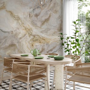 Brown Effect Elegance Mural, Marble Wallpaper, Peel and Stick Wallpaper Mural, Modern Wallpaper, Temporary Wallpaper, Minimalist Home Decor