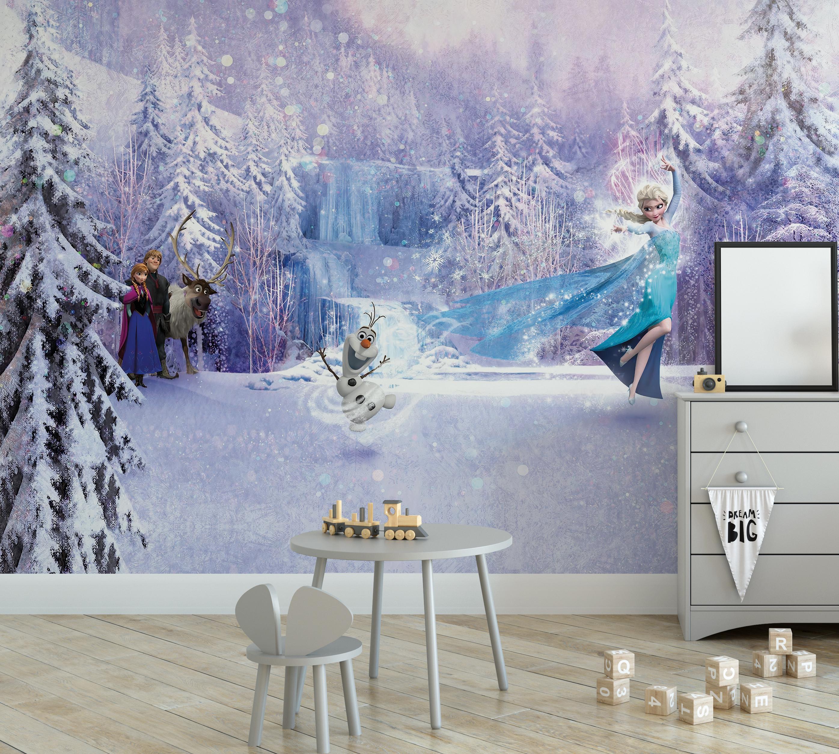Elsa Anna Olaf Frozen Nursery Wallpaper, Kids Wallpaper Peel and Stick Mural, Nursery Wallpaper, Removable Wallpaper, Nursery Wall Decor