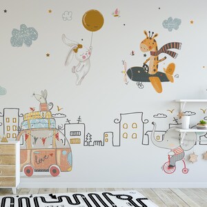 Süße Tiere Giraffe Kinderzimmer Tapete, Kinder Tapete Schälen und Aufkleben Wandbild, Kinderzimmer Tapete, Abnehmbare Tapete, Kinderzimmer Wanddekoration