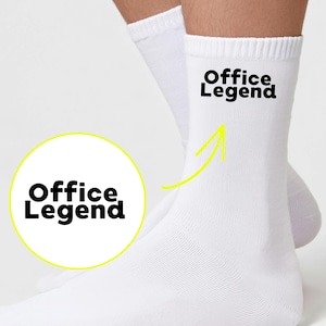 OFFICE LEGEND - Wertschätzende Statement Socken als Weihnachtsgeschenk für Mitarbeiter inklusive hochwertiger Box, Personalisierung möglich