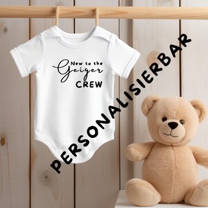 NEW TO the CREW | Personalized baby bodysuit with your desired name | individually designed gift | Handmade