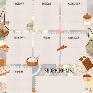 Meal Planner & Shopping List Pad | Wöchentlicher Menüplaner | Rosa und Rot | A4 Notizblock | 12 - Seitenliste Pad | Wöchentliche Liste | Kühlschrank Lebensmittel Liste |