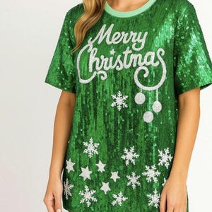 Sequin Christmas Shirt Dress - Etsy